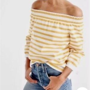 JCREW stripe off shoulder top XS